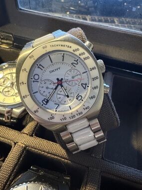 DKNY Men’s White and Silver Chronograph Watch